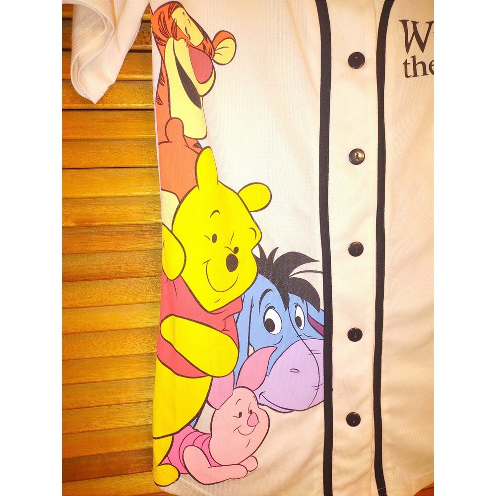 Disney Winnie the Pooh Baseball Jersey Womens Small White Hunny 66 - Very Good - Picture 5 of 8